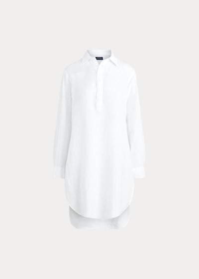 Camisa Polo Ralph Lauren Mujer Blancos - Linen Tunic - HUBJL0476